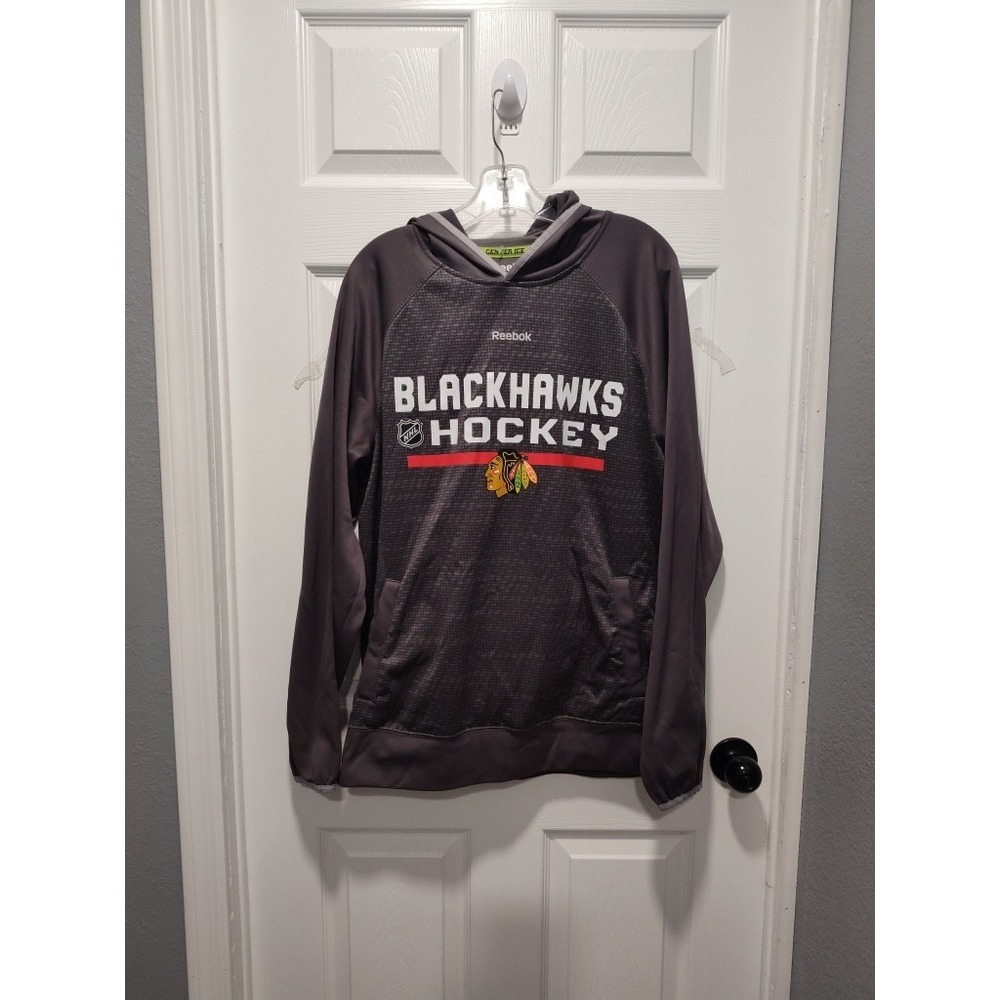 NHL Chicago Blackhawks Reebok Center Ice Collection Gray‎ Hoodie Pullover Medium